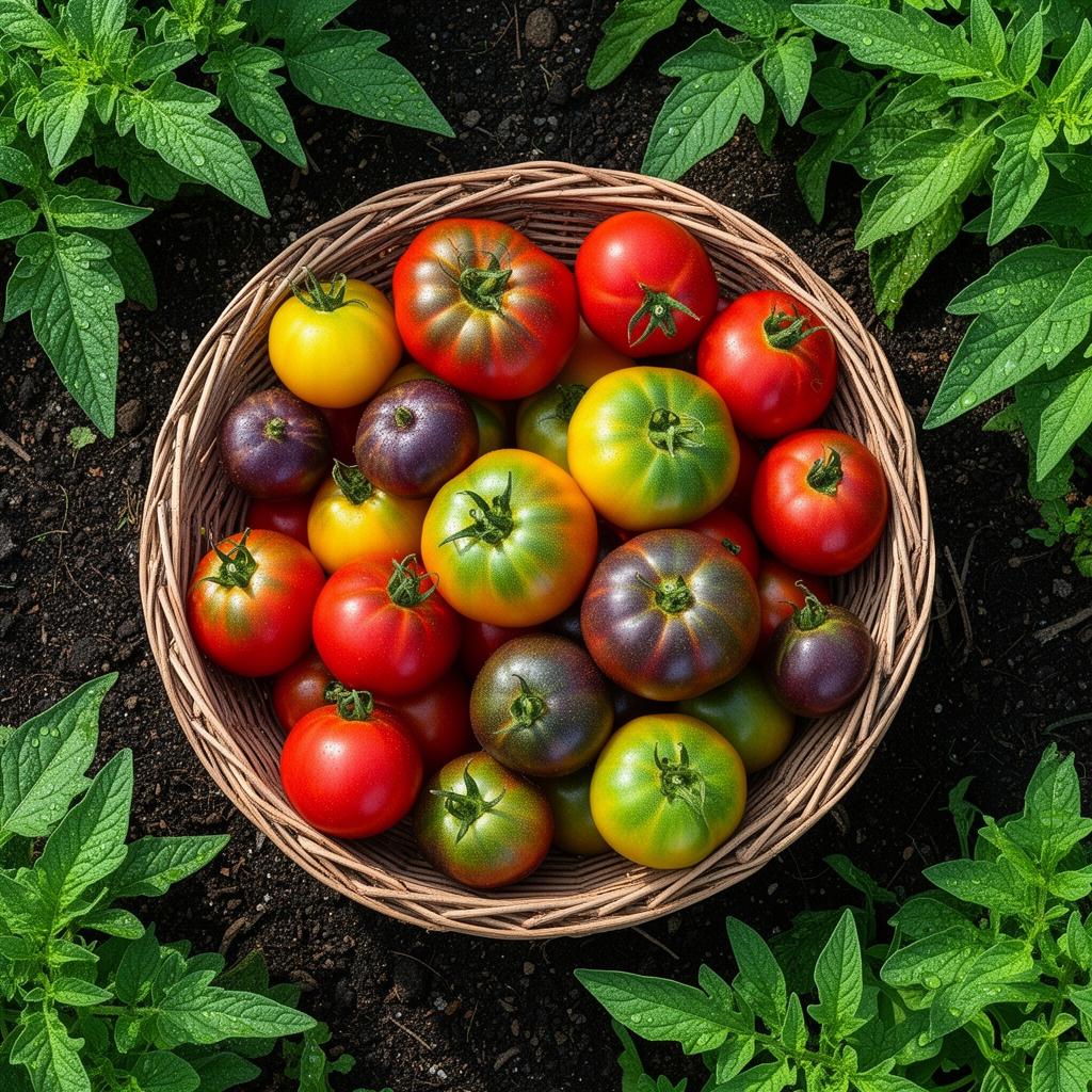 Heirloom tomato gardening in the backyard